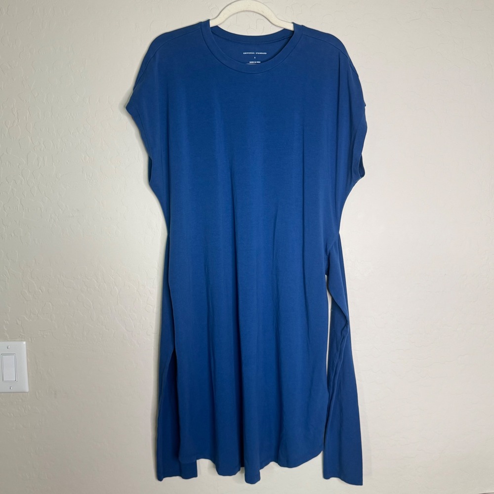Universal Standard Women Cotton T-Shirt Dress S Blue Cap Sleeve Minimalist Boho